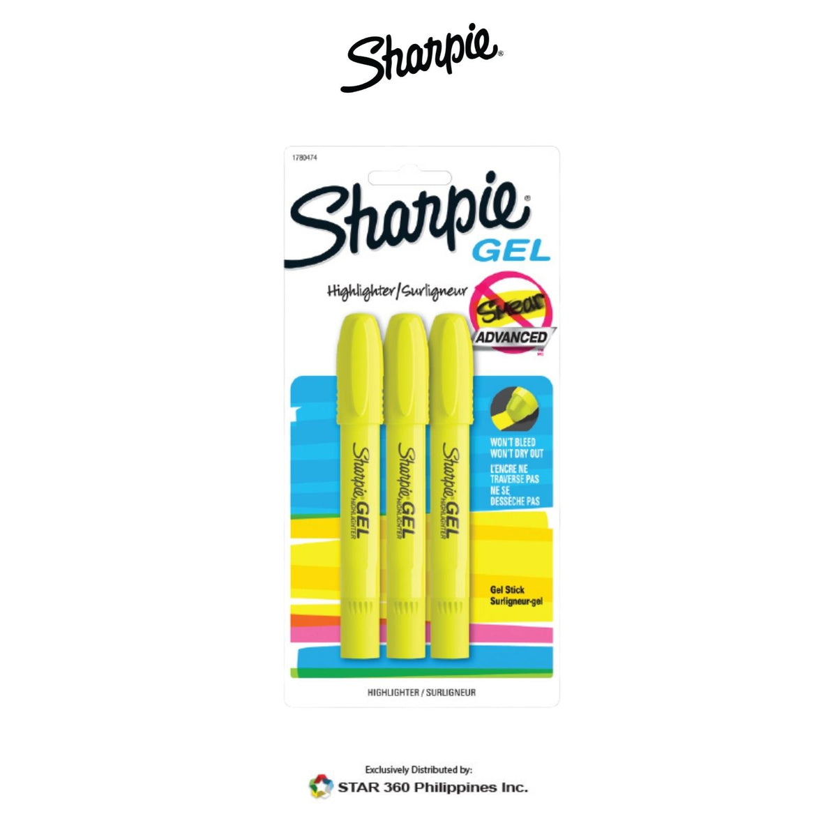 SHARPIE Accent Gel Highlightes, Fluorescent Yellow, 3 Highlighters (1780474)