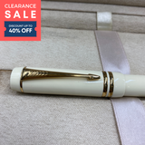 (CLEARANCE SALE) Parker Duofold White Ivorine Gold Trim Rollerball Pen