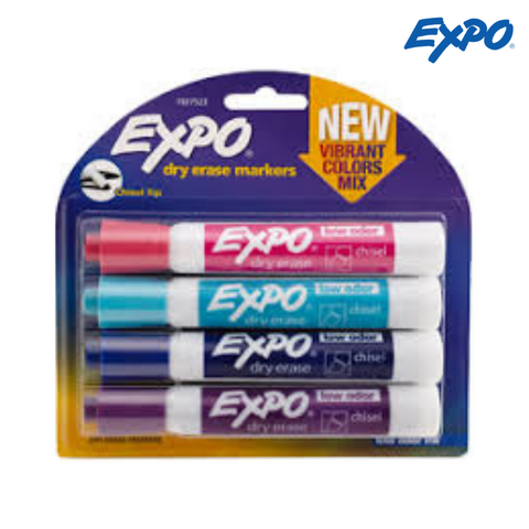 EXPO Low Odor Dry Erase Whiteboard Marker - Chisel Tip (2 New Vibrant Asstd 4s)